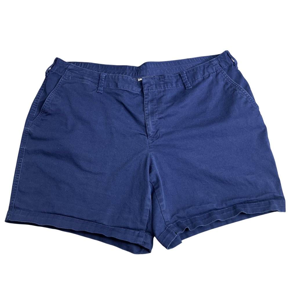 Lands End Womens 18W Navy Blue Chino Shorts Stretch Cotton Plus Size 5in Inseam